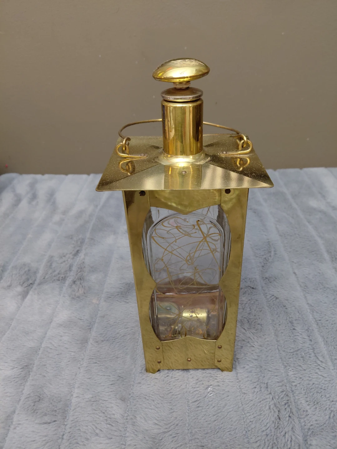 Brass and Glass Lantern Vintage Decanter - does not play music