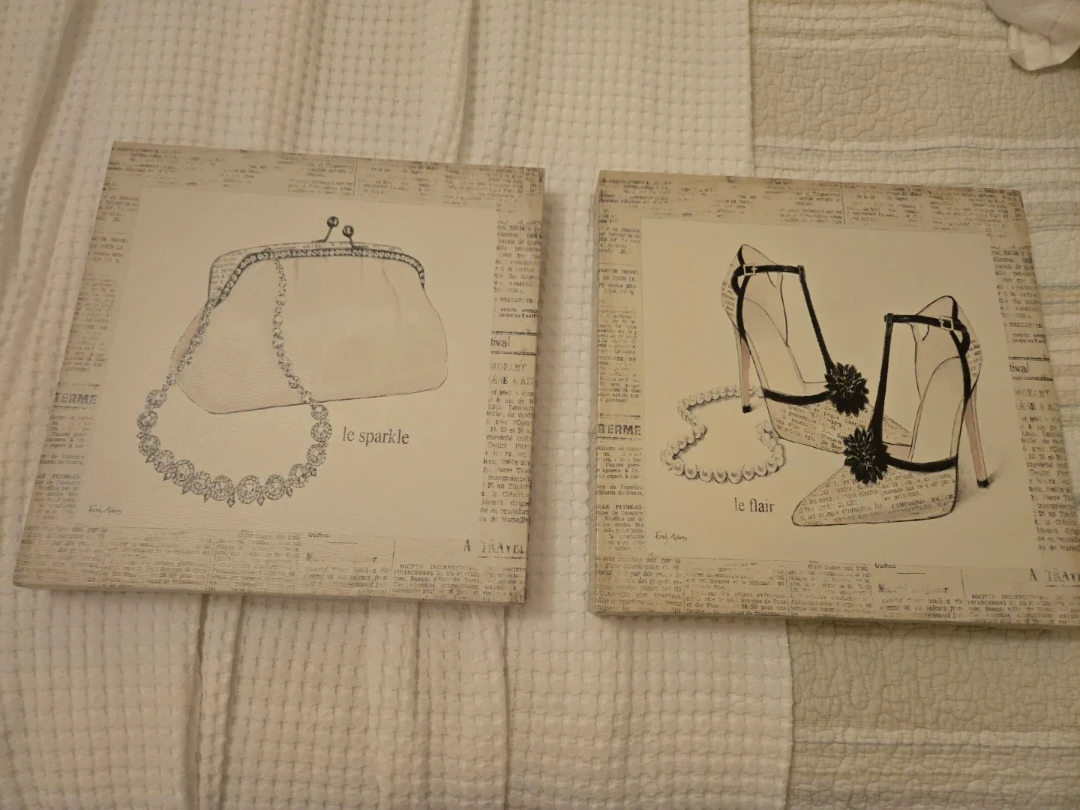 Set of 2 Paris Themed Wall Art Canvas Prints