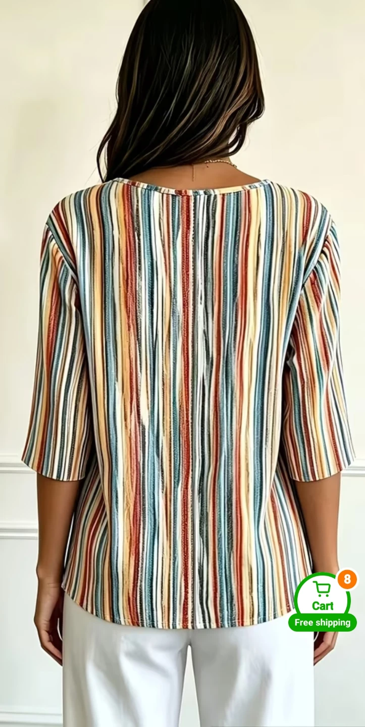 BRAND NEW Women's Striped 3/4 Sleeve Top - photo 2