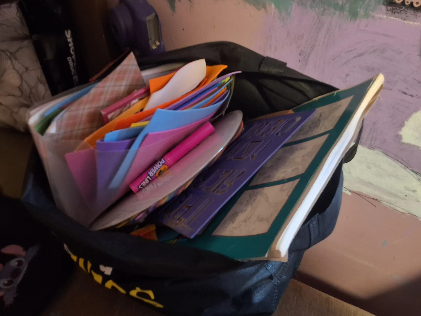 Assorted Craft Supplies and Tote Bag