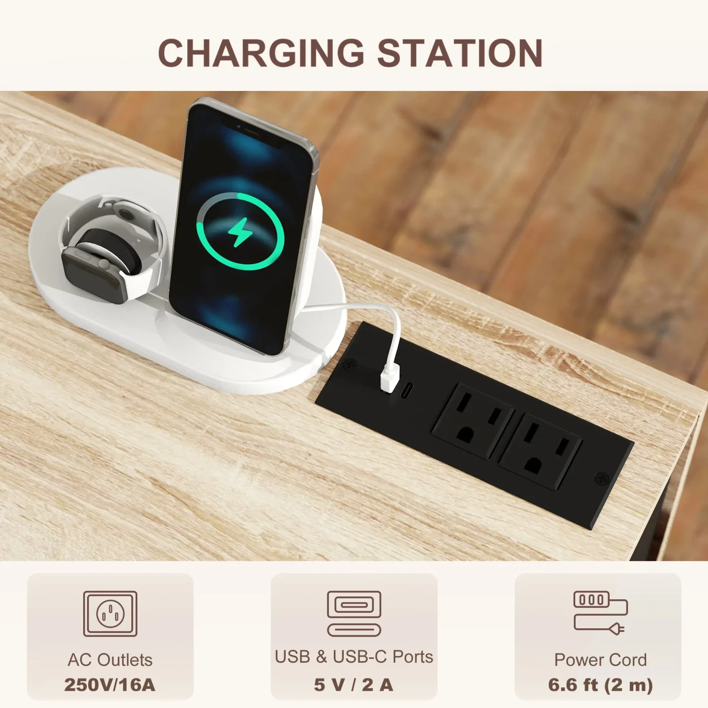 Brand new Kitchen Island Cart with Charging Station - photo 5