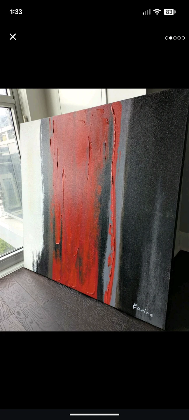 Abstract Painting - Red, Black, White - photo 2