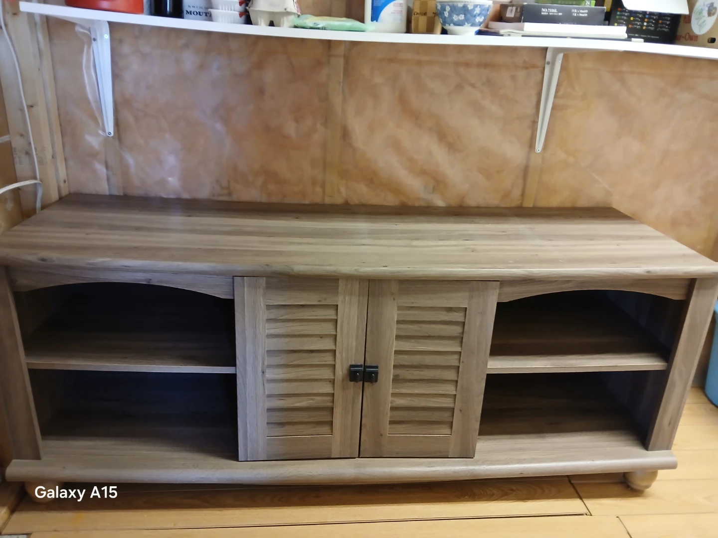 MOVING SALE - Wooden TV Stand with Cabinet Doors