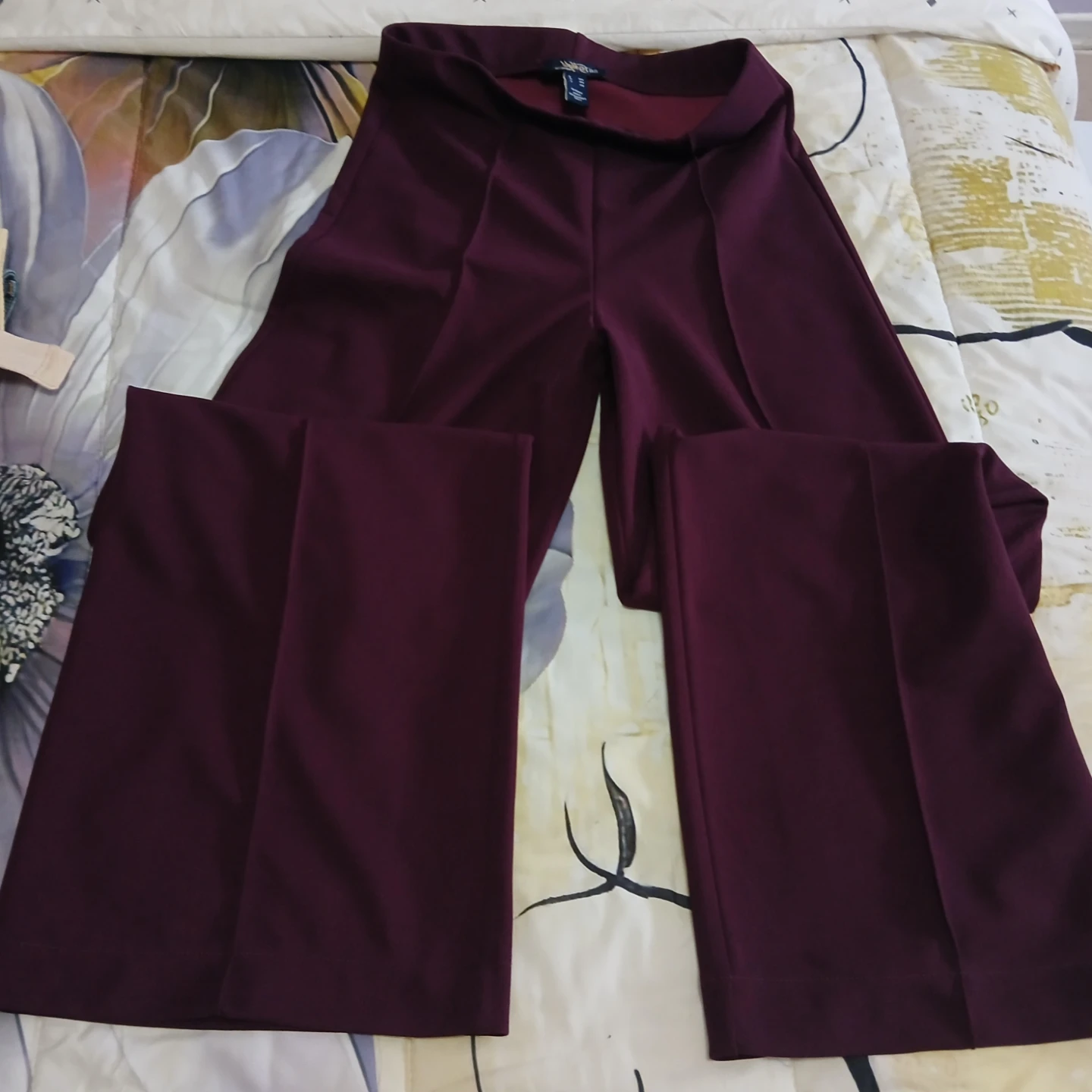 Maroon Wide-Leg Pants