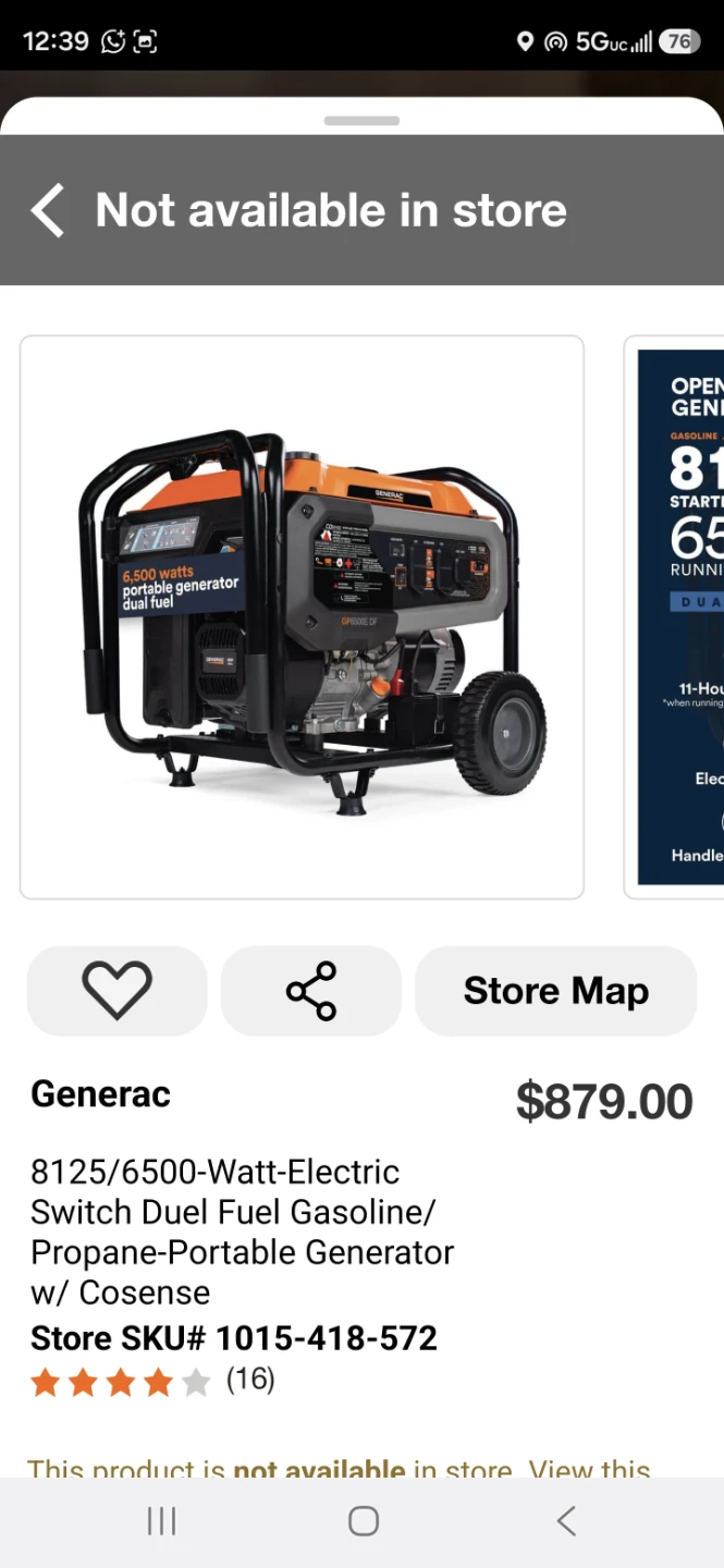 Generac 6500 Watt Dual Fuel Portable Generator - photo 2