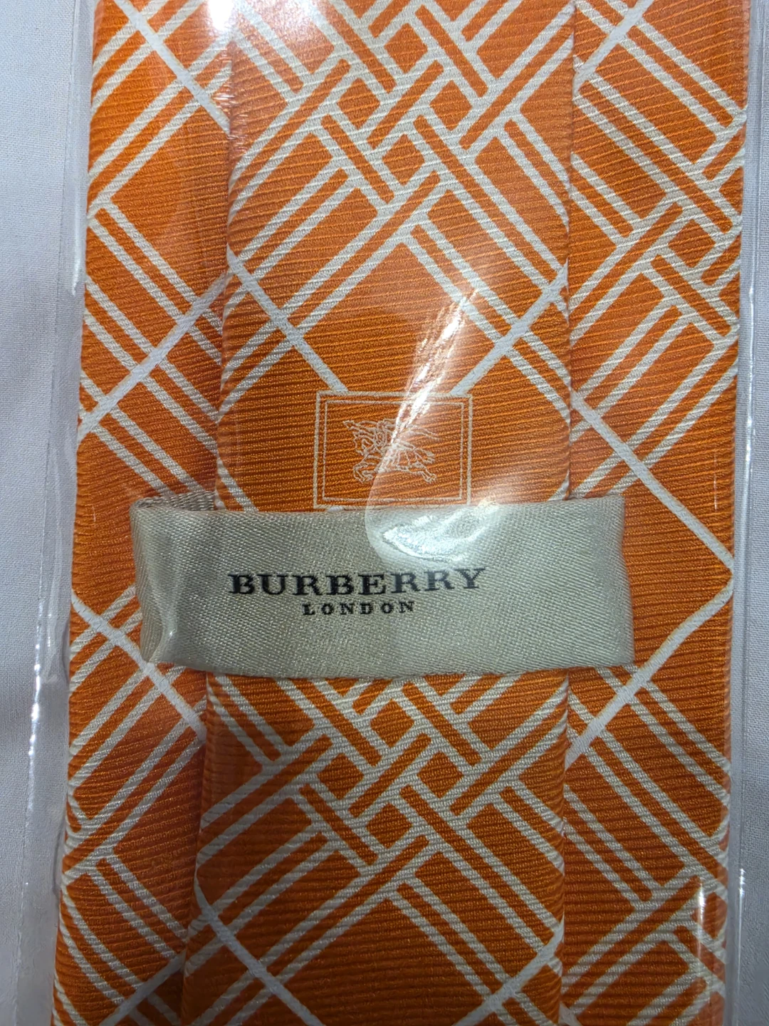 Burberry London Orange White Geometric Silk Tie - photo 2