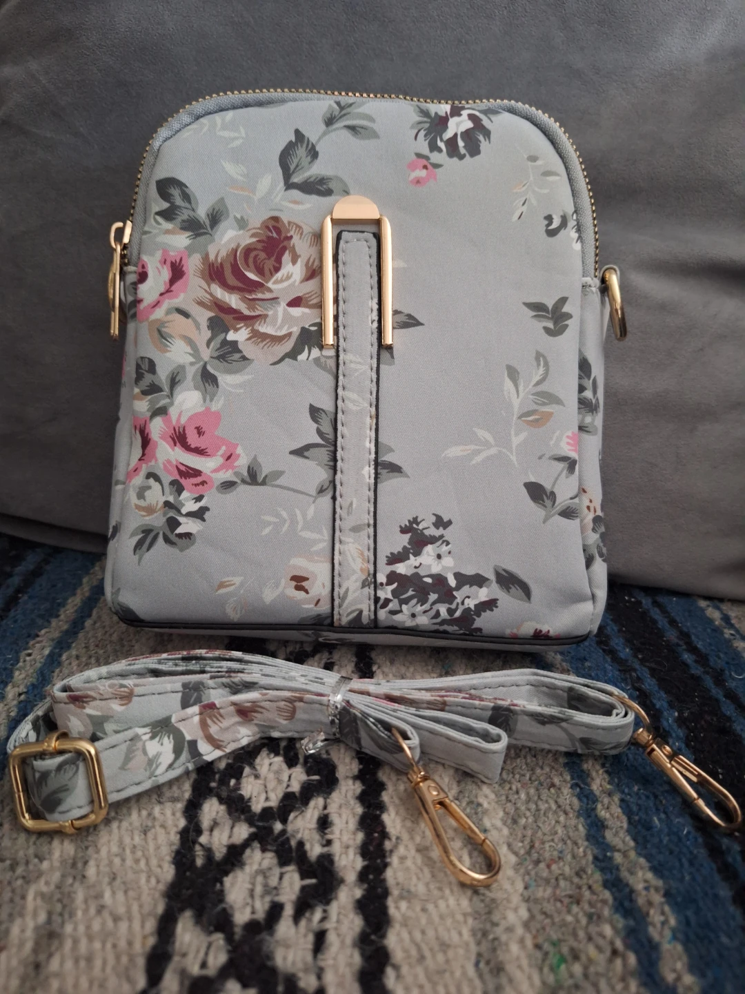 Floral Crossbody Bag - Light Grey - photo 3