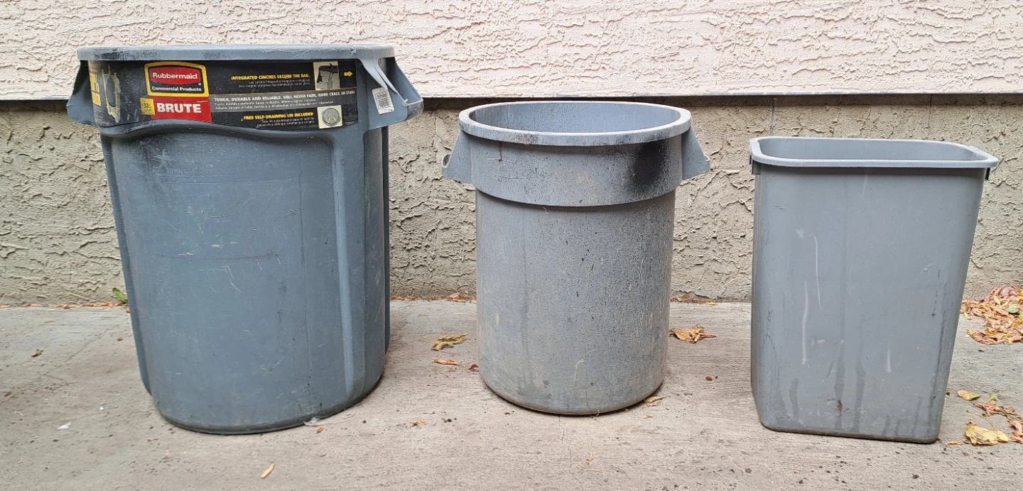 Used Rubbermaid Trash Bins