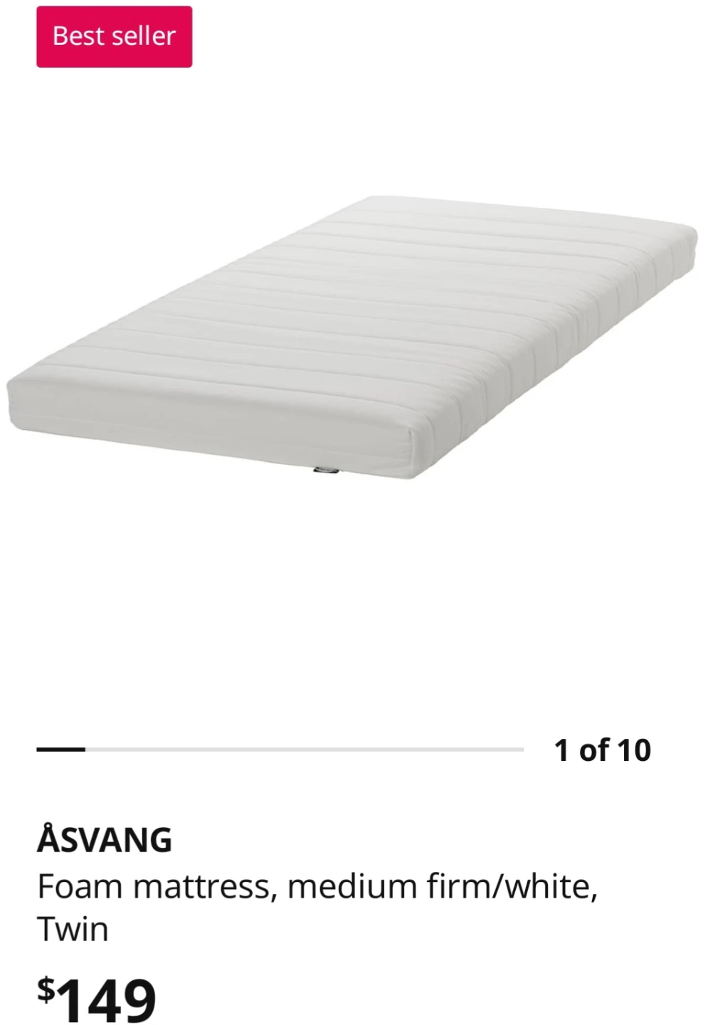 IKEA ÅSVANG Foam Mattress Twin