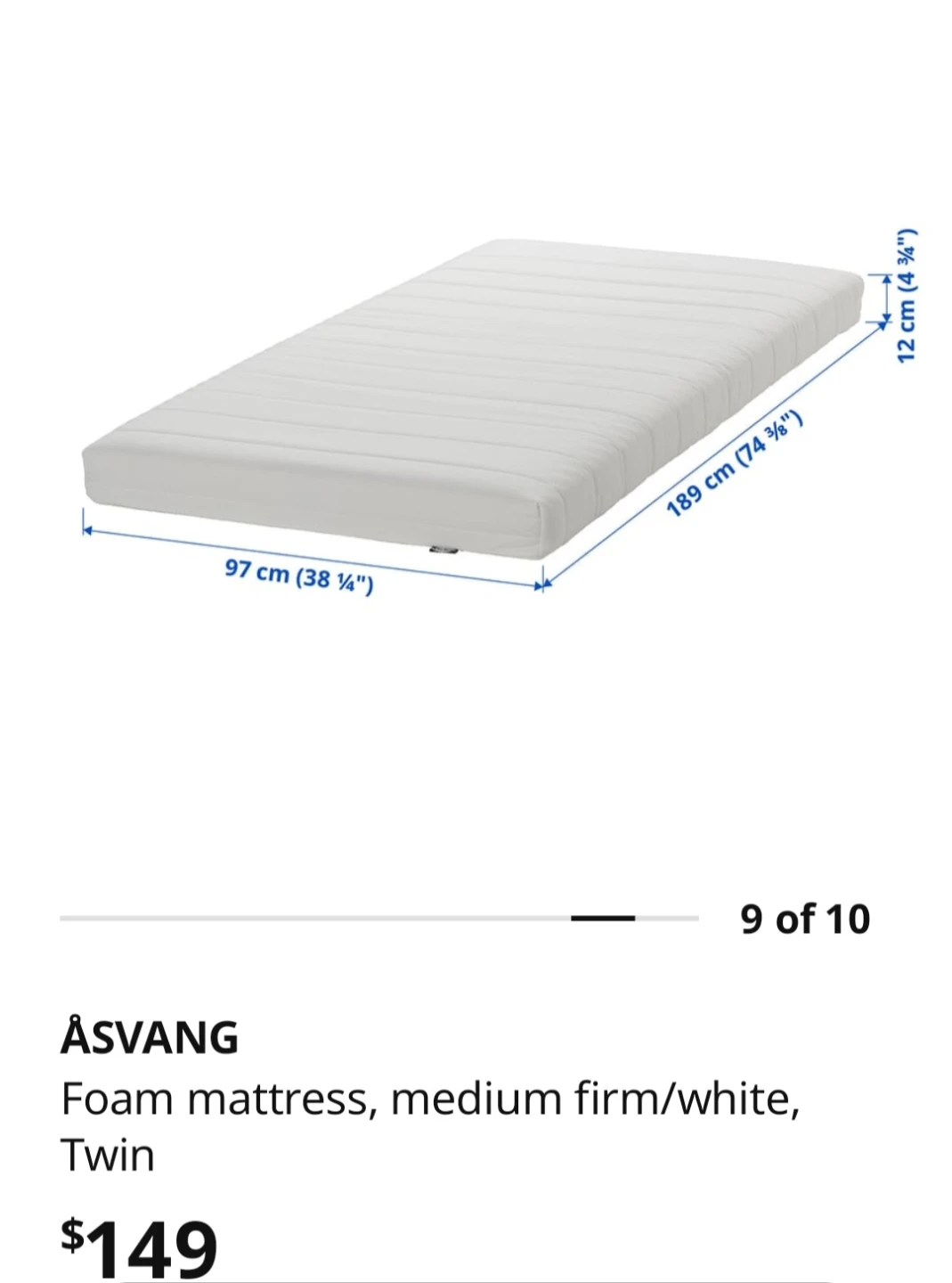 IKEA ÅSVANG Foam Mattress Twin - photo 2