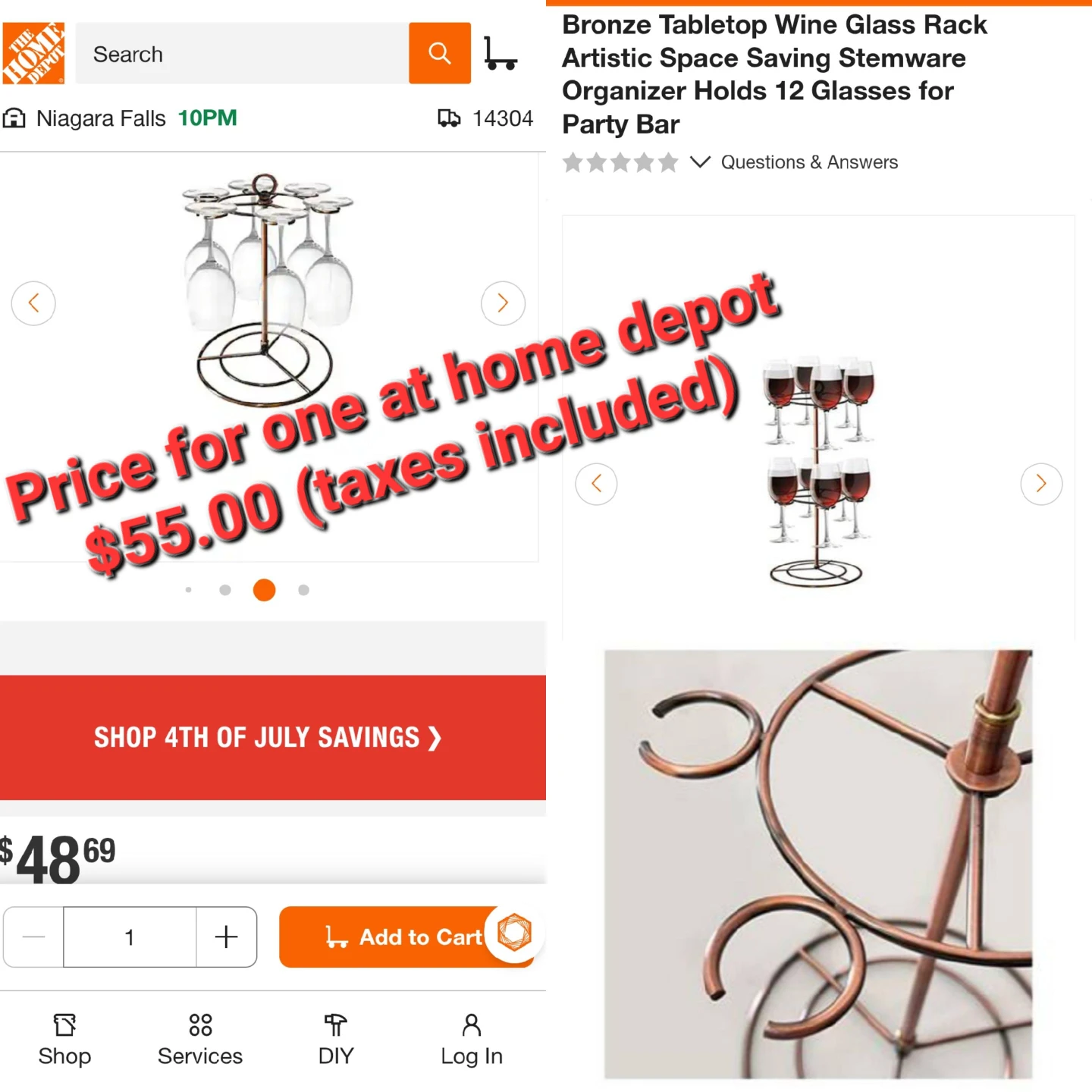 ✳️➡️ 2pcs - GeLive Bronze Tabletop Wine Glass Rack - photo 4