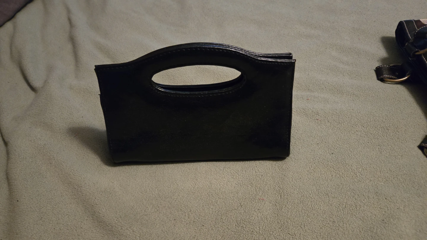 Black Patent Top Handle Purse