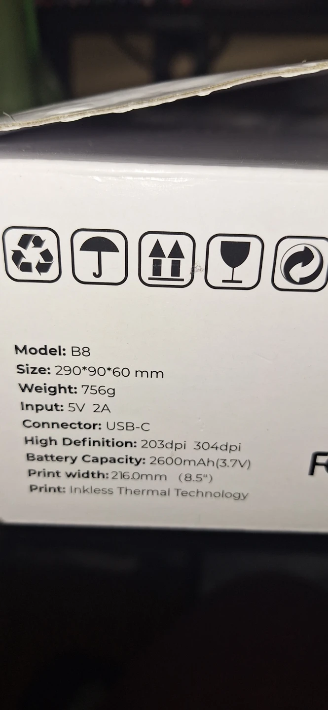MUNBYN Model B8 Portable Printer - photo 3