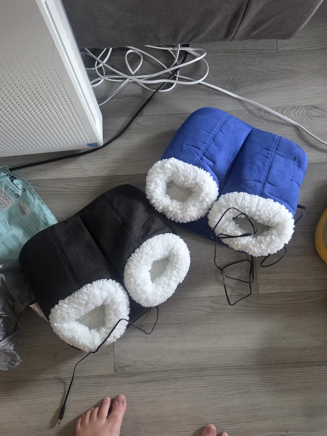 Heated Slippers - Black and Blue