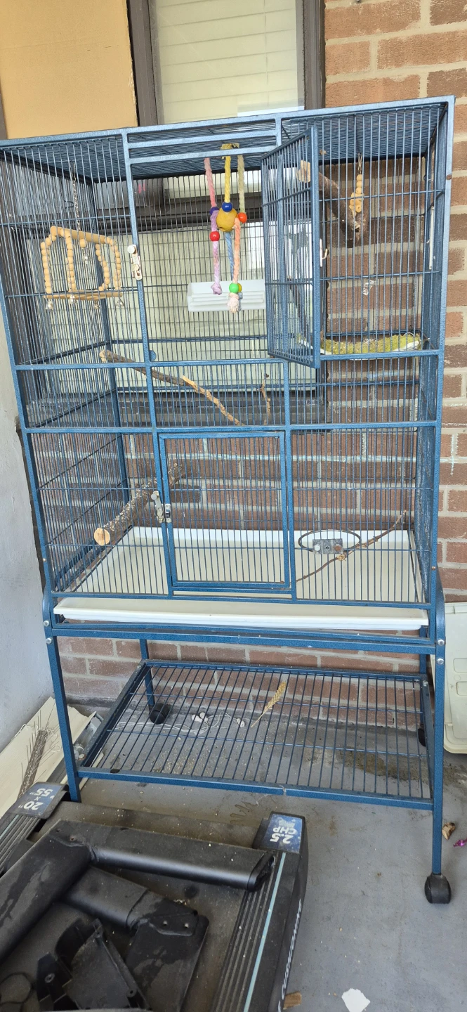 Large Blue Bird Cage with Stand - photo 2