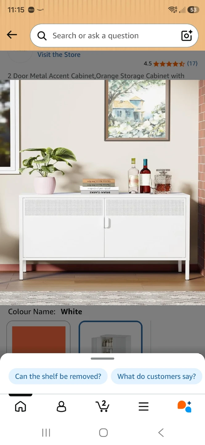 Brand New in box Metal Accent Cabinet - White