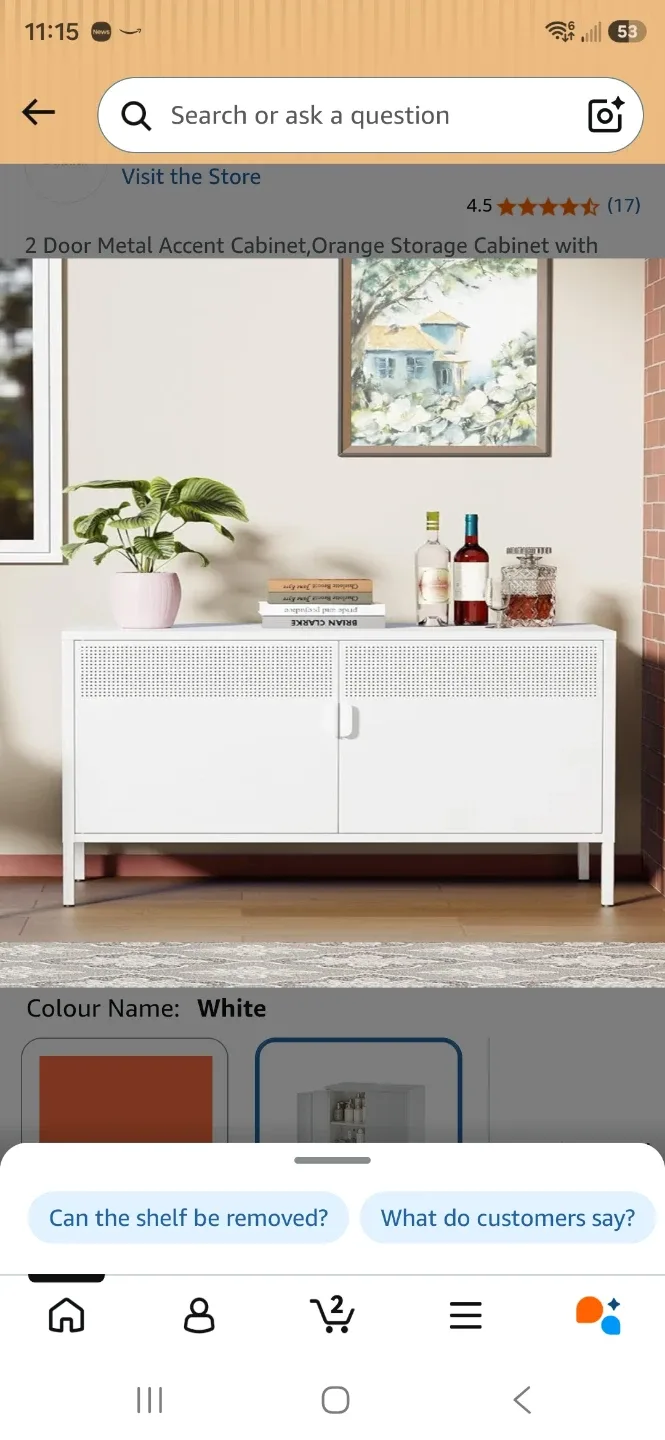 Brand New in box Metal Accent Cabinet - White