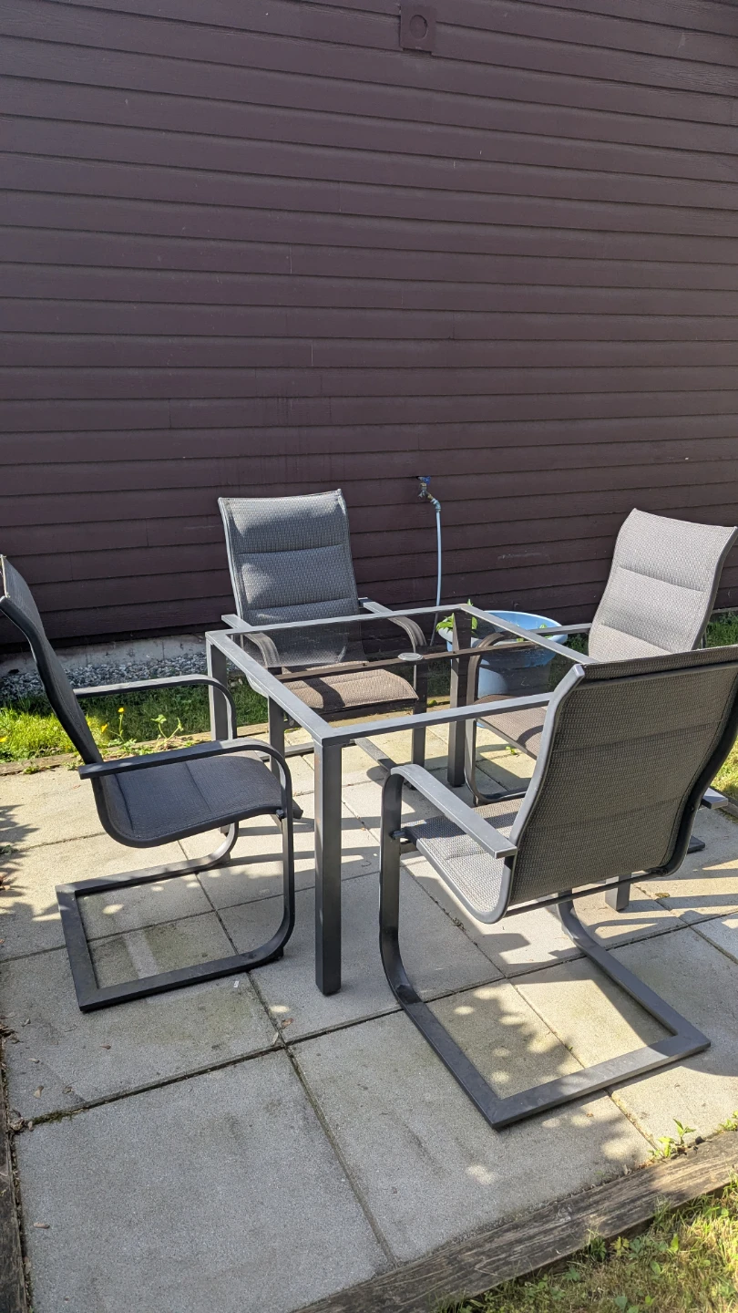 CANVAS Metal Patio Set with Glass top & 4 chairs