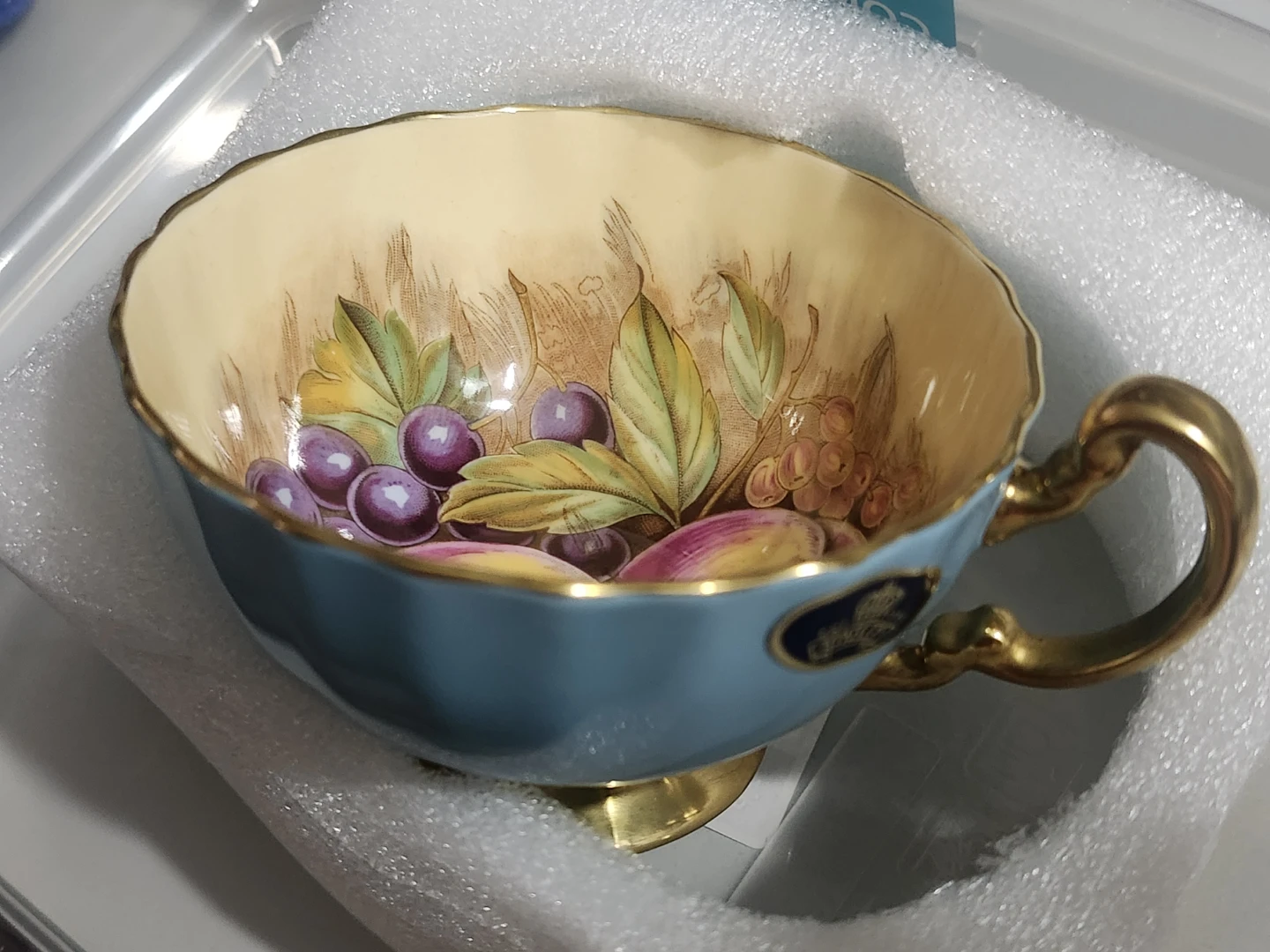 Signed Aynsley Fruit cup & Saucer by D. Jones
