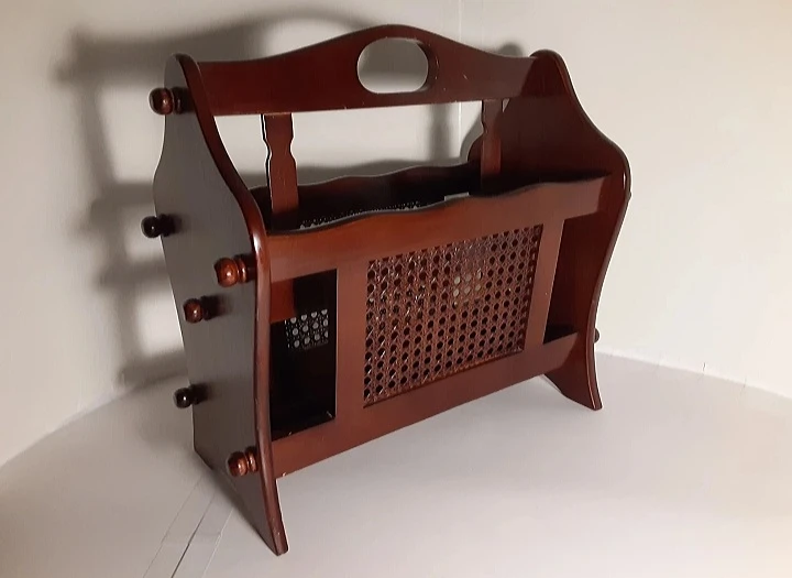 Vintage Wooden Magazine Rack w/Cane Inlay - photo 2