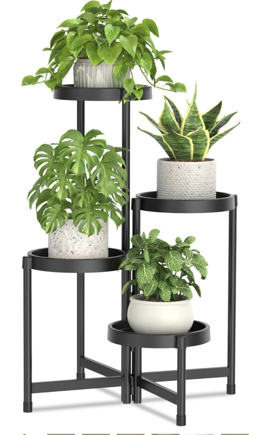 4-Tier Metal Corner Folding Plant Stand