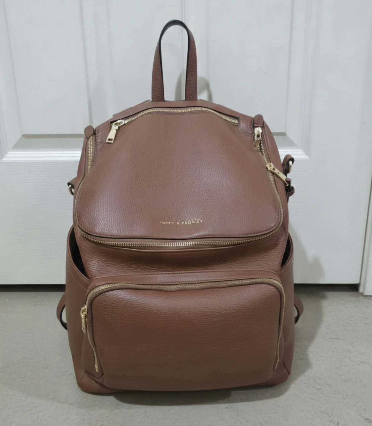 Posh Peanut Diaper Bag Backpack - Brown Faux Leather