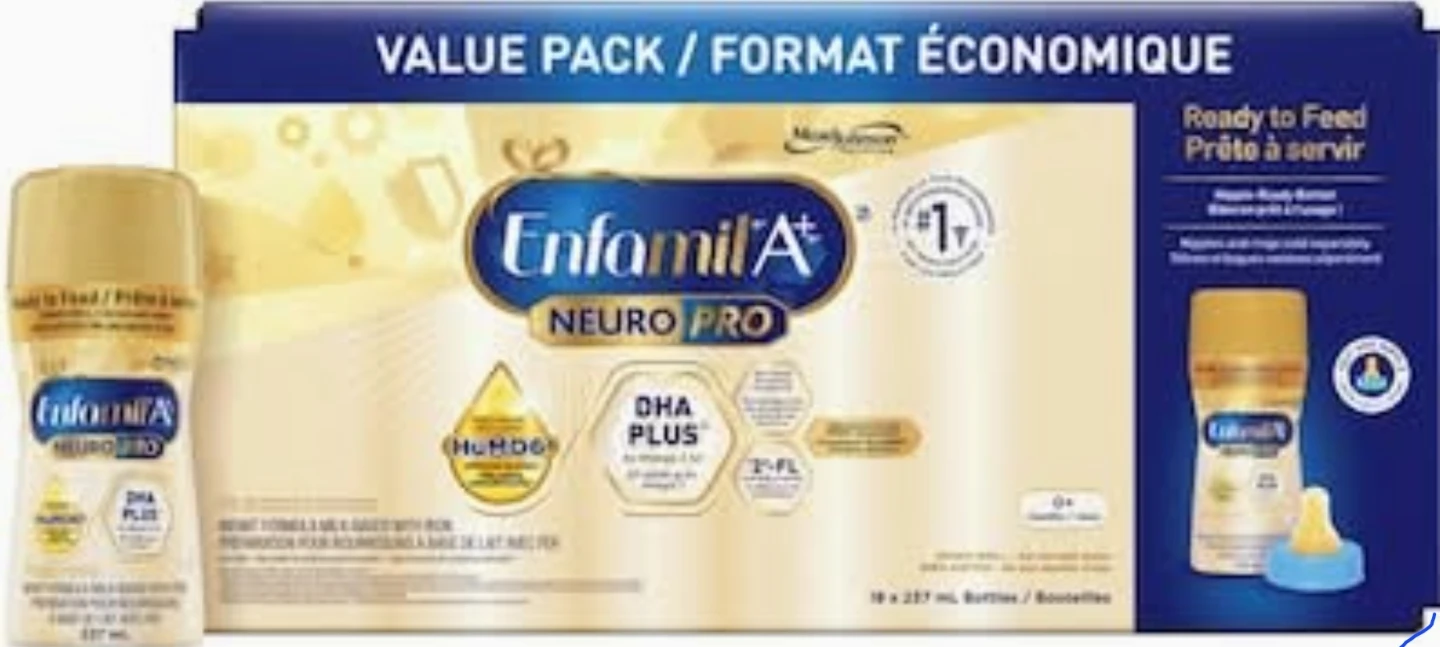 Boxes of Enfamil A+ nueropro pre made baby formula