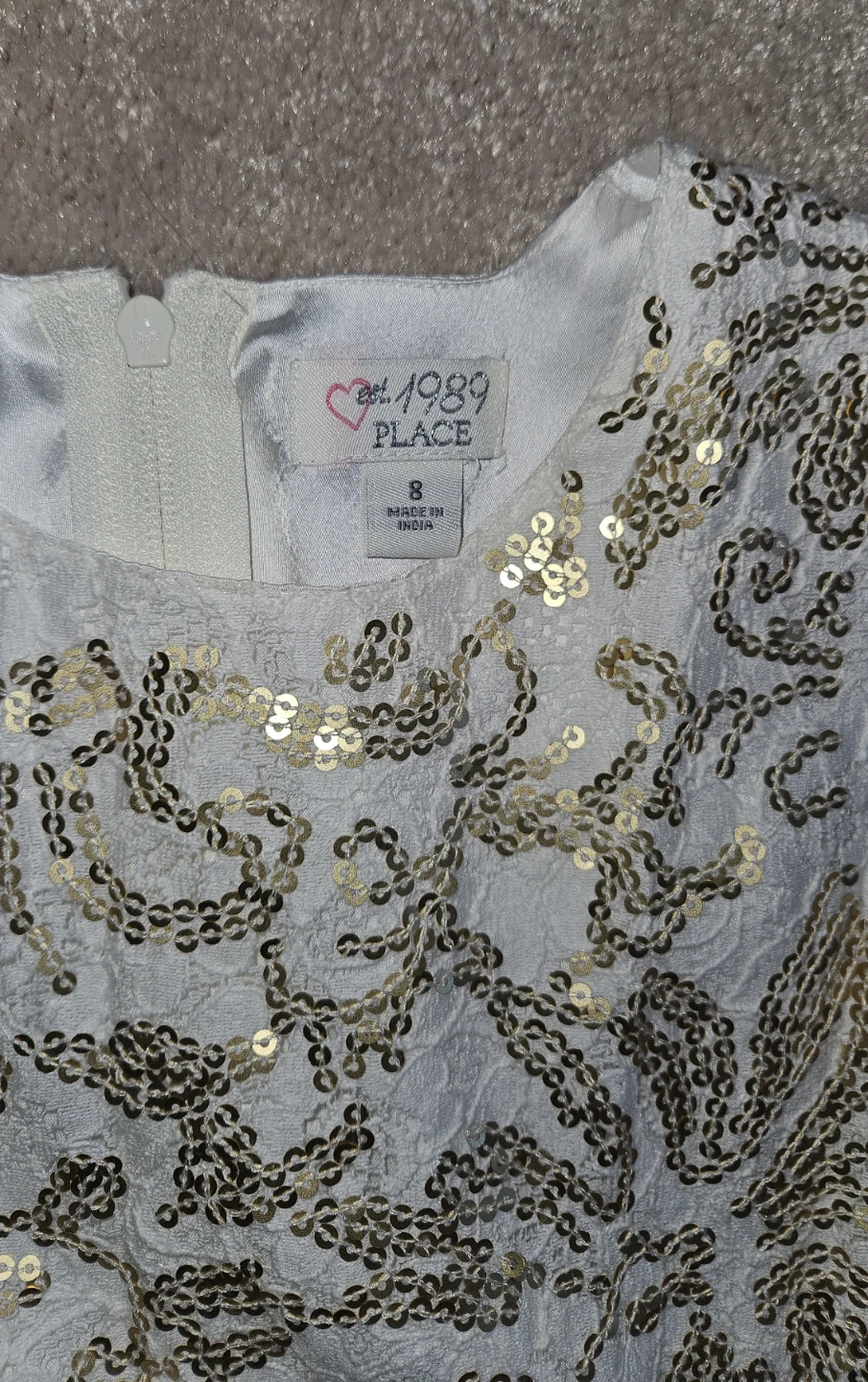 The Children's Place White & Gold Sequin Party Dress Size 8 - photo 2