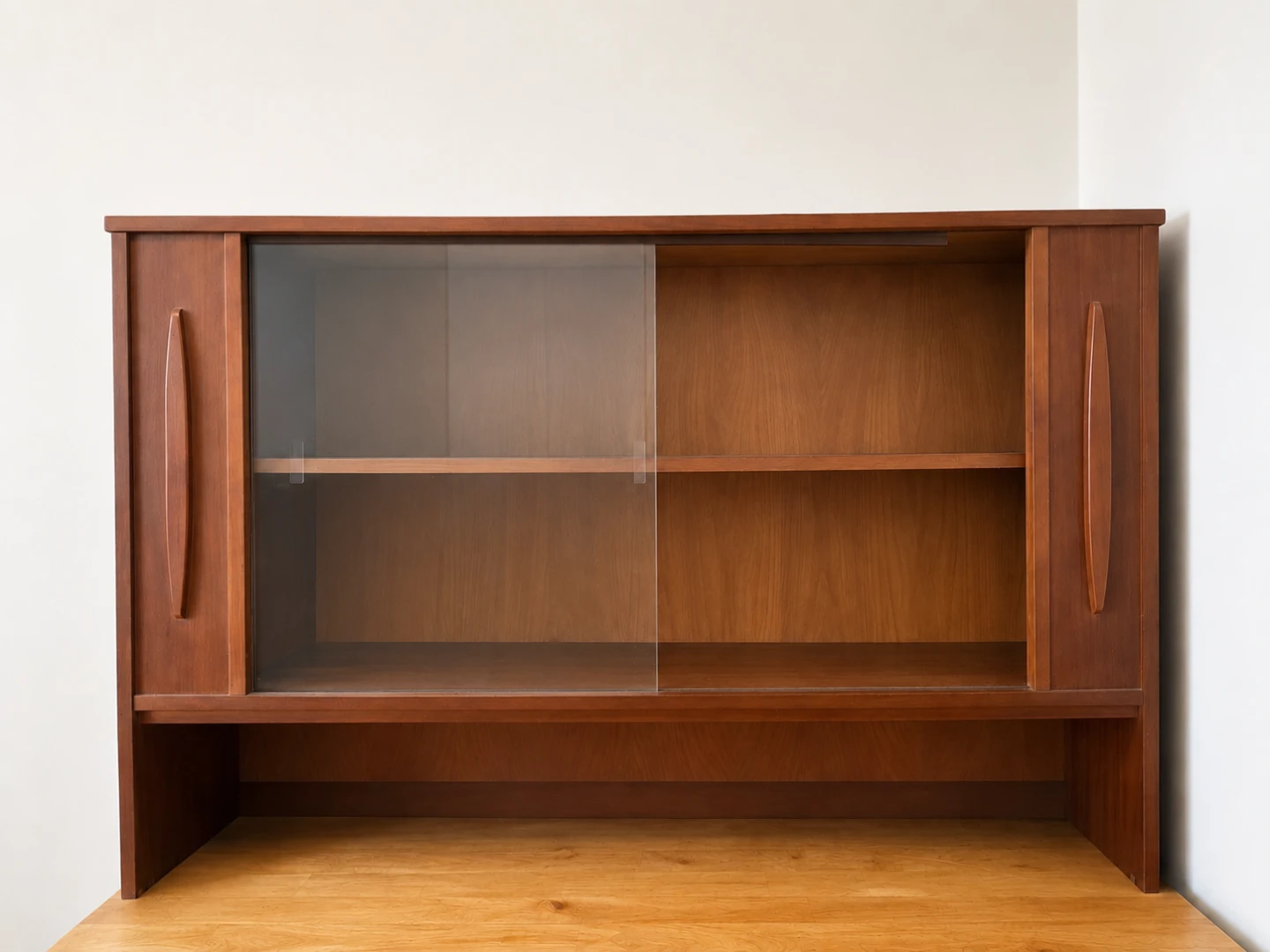 Vintage Wooden Display Cabinet with Sliding Glass Doors