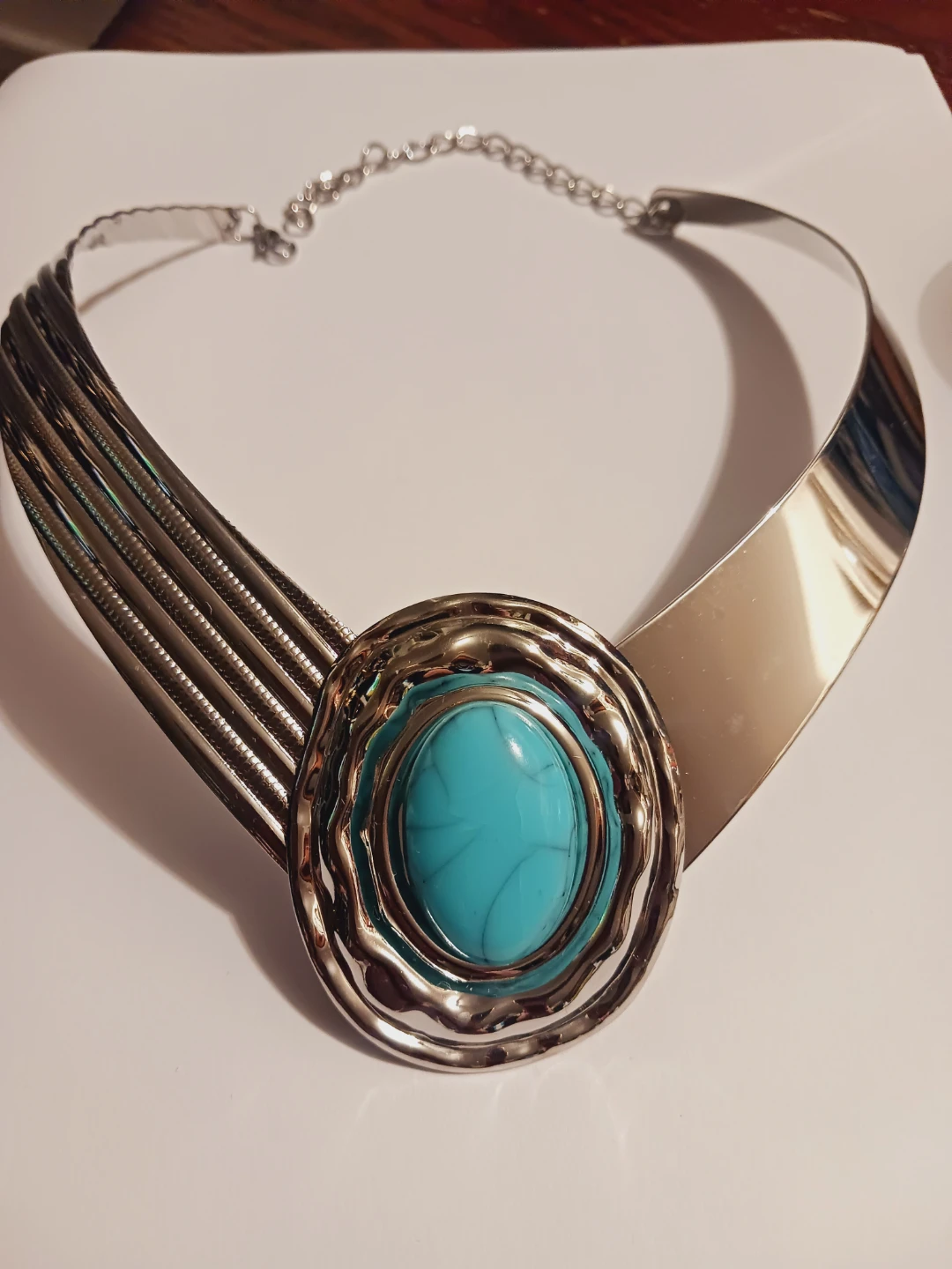 New !!' Statement Necklace with Turquoise Stone