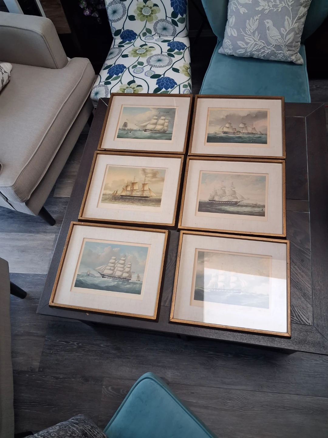 Set of 6 Framed Nautical Ship Art Prints