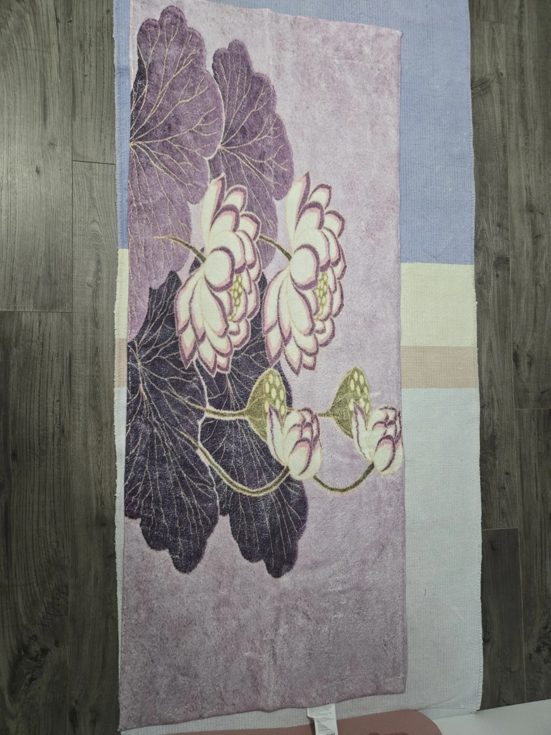 Purple Lotus Floral Area Rug Runner New