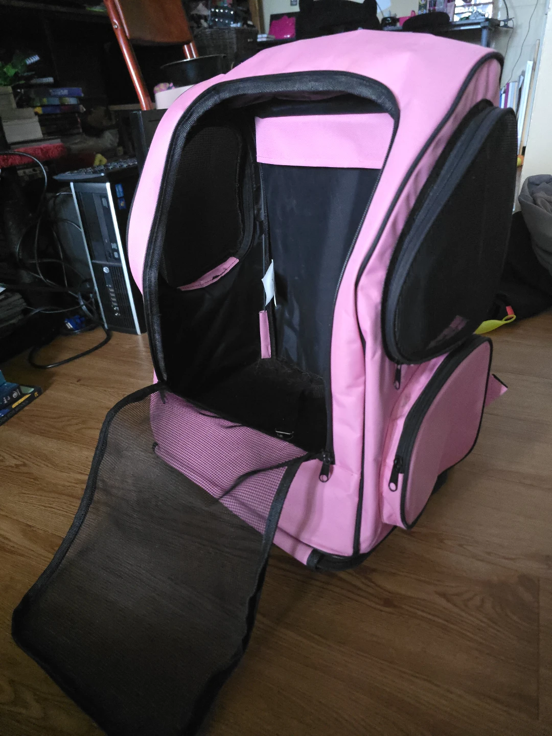 Pink Rolling Pet Carrier Backpack