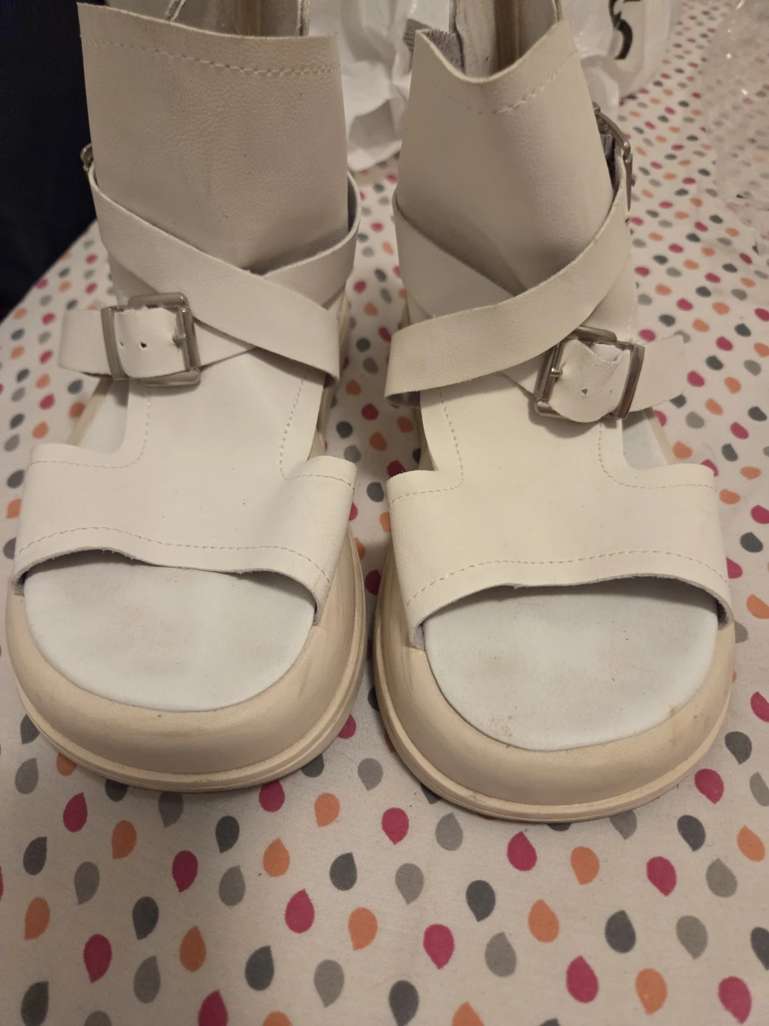 White Gladiator Platform Sandals