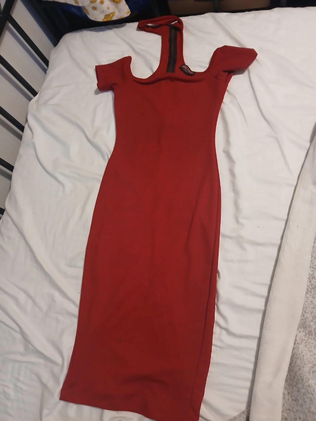 Red Bodycon Dress with Zipper Detail