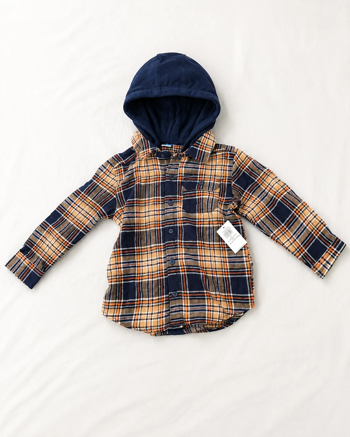 NWT 3T Old Navy Boys Hooded Plaid Flannel Shirt - photo 2