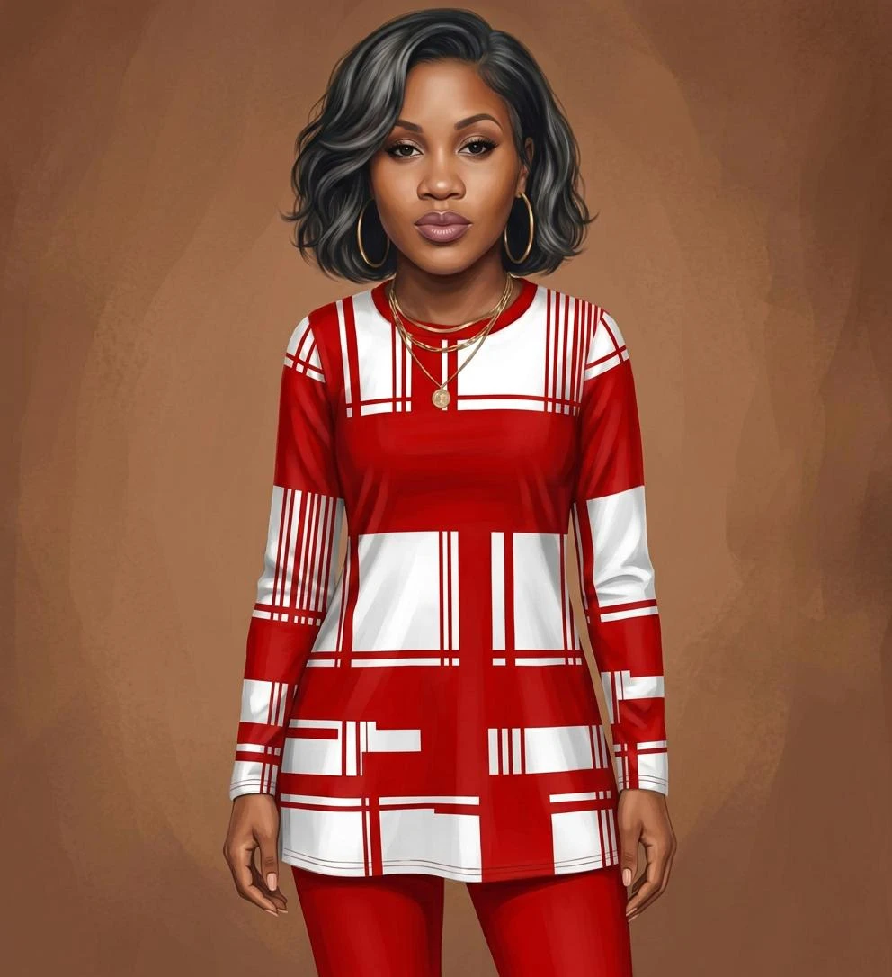 Women's Plaid Double-Breasted Blazer and Pants Suit - photo 5