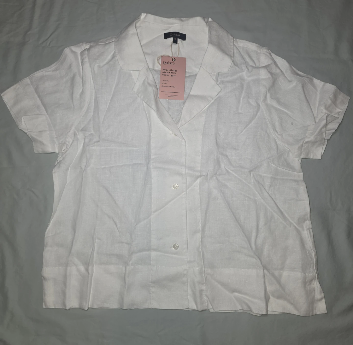 Quince Women's Linen Short Sleeve Shirt White
