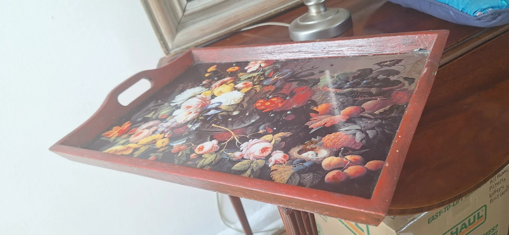 Vintage Floral Serving Tray with Handles - photo 2