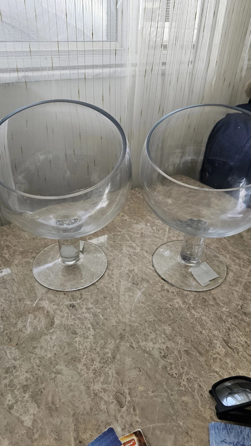 Clear Glass Footed Bowls (Set of 2)