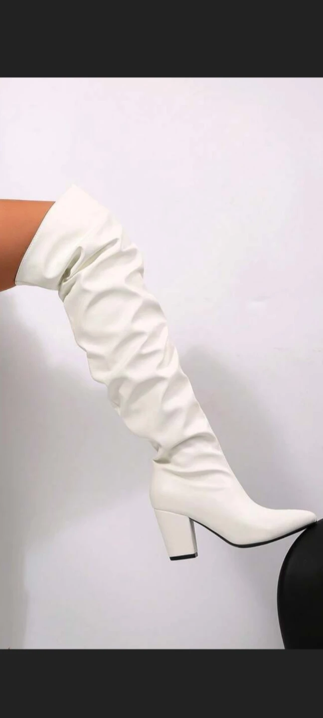 White Leather Thigh-High Boots