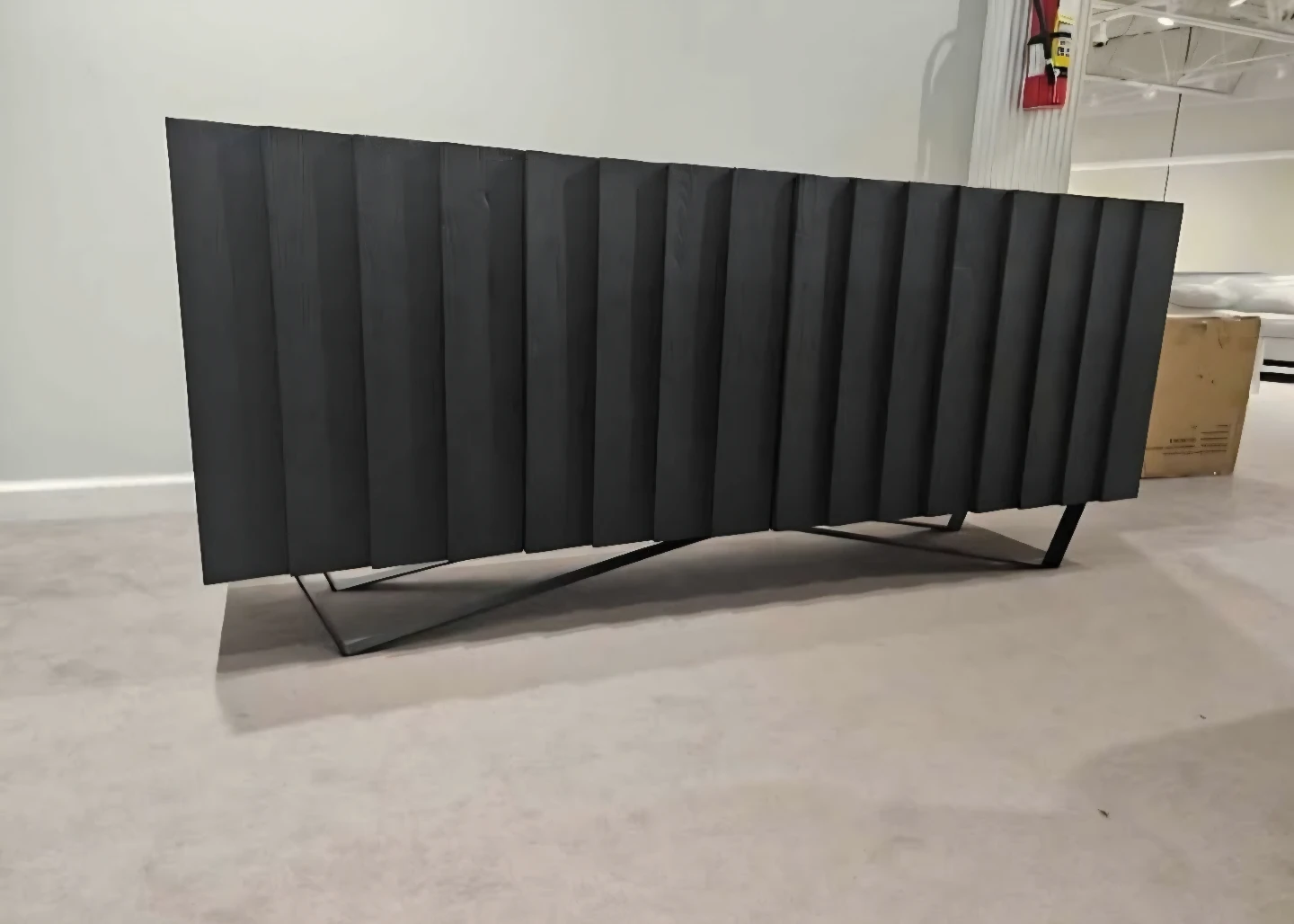 Dark Grey Ribbed Sideboard Console Table - photo 5