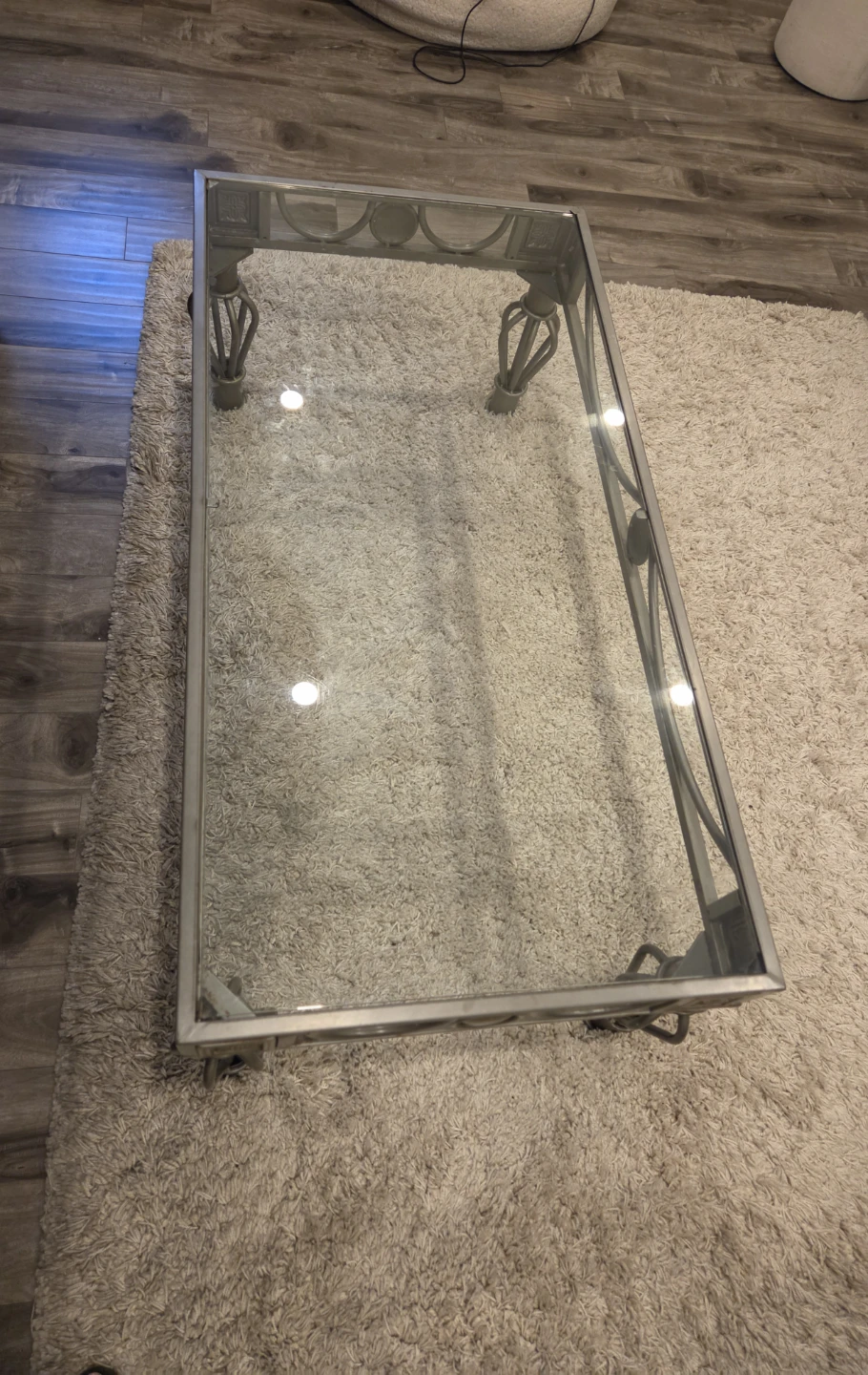 Glass Top Coffee Table with Metal Frame