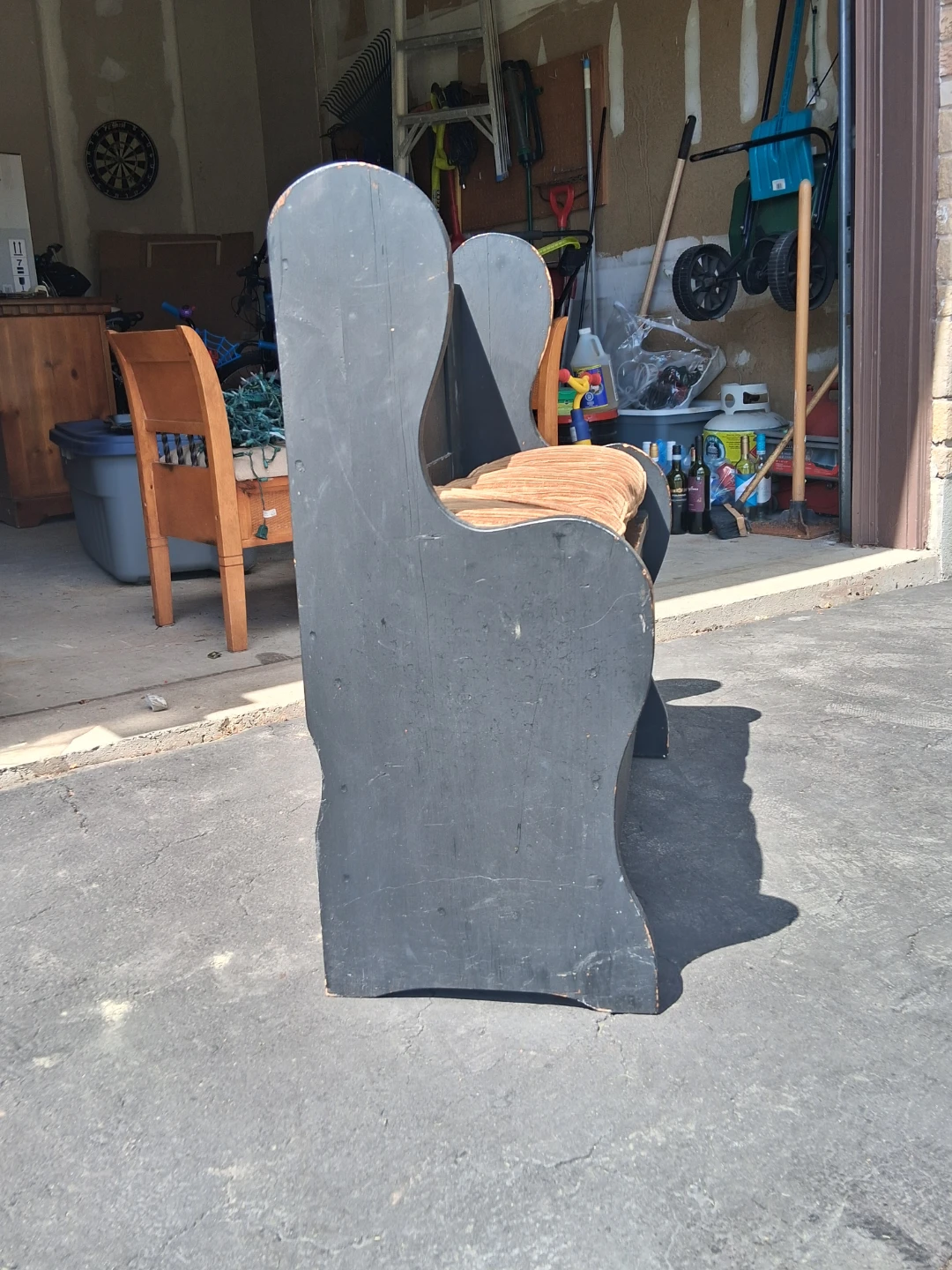 Antique Black Storage Bench with Cushion - photo 3