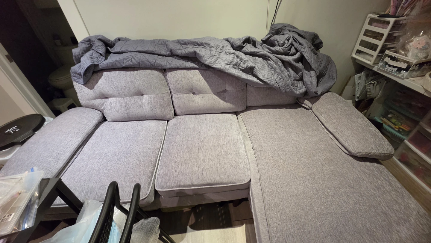 Grey L-Shape Sofa with Right Chaise