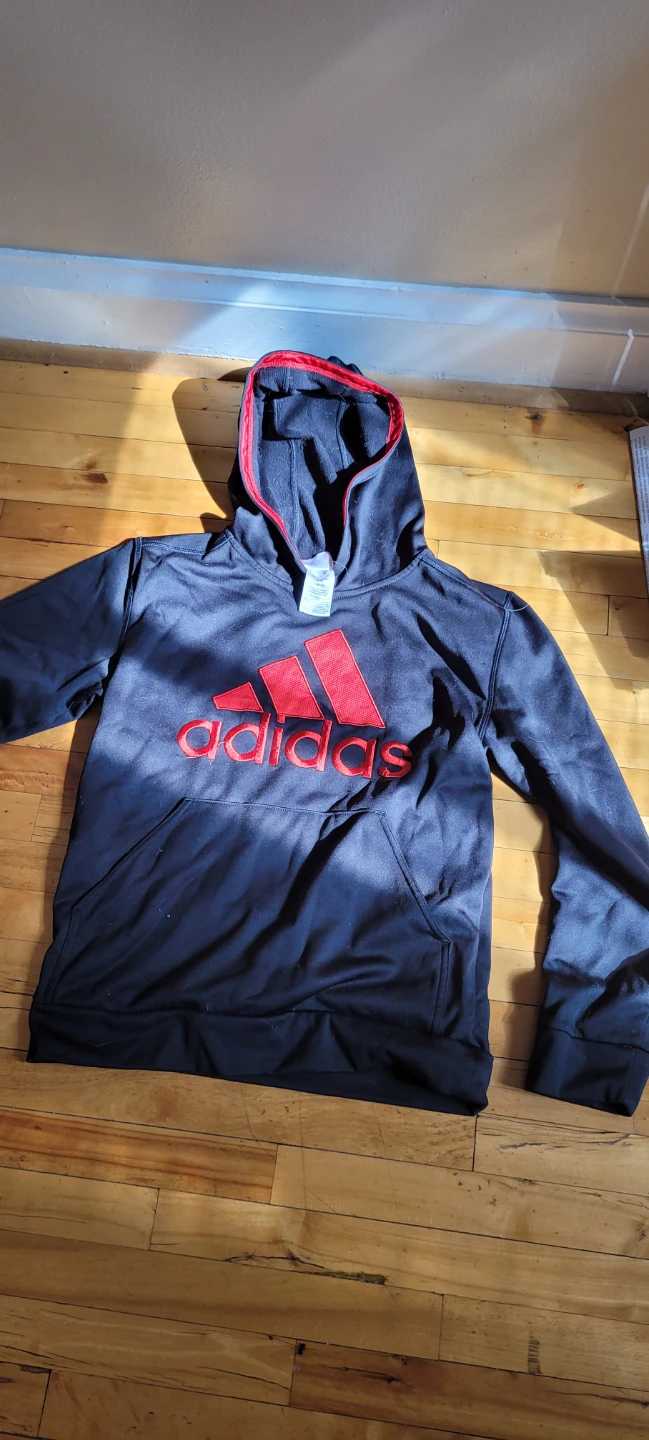New, Adidas Black Hoodie with Red Logo  youth Size L (14/16)