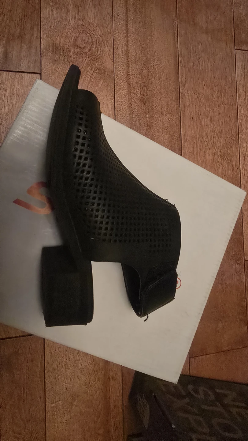 Black Perforated Heeled Sandals - Size 12 - photo 4