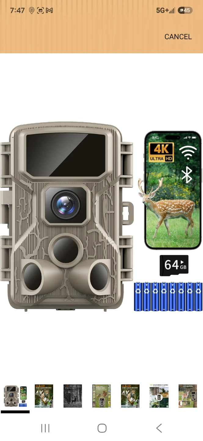 4K Ultra HD Trail Camera with 64GB SD Card and Batteries