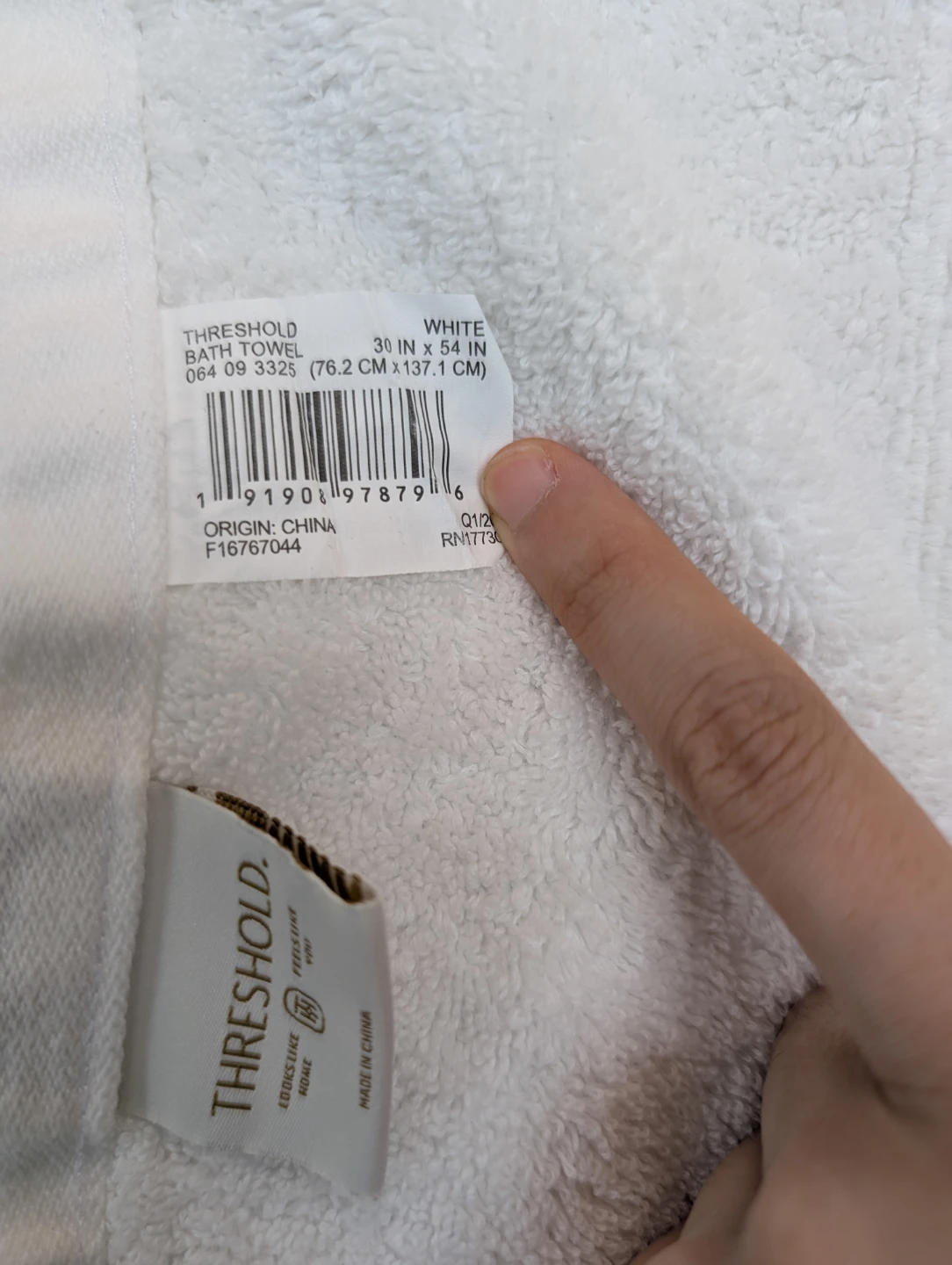 Used Threshold Bath Towel extra for holiday travel