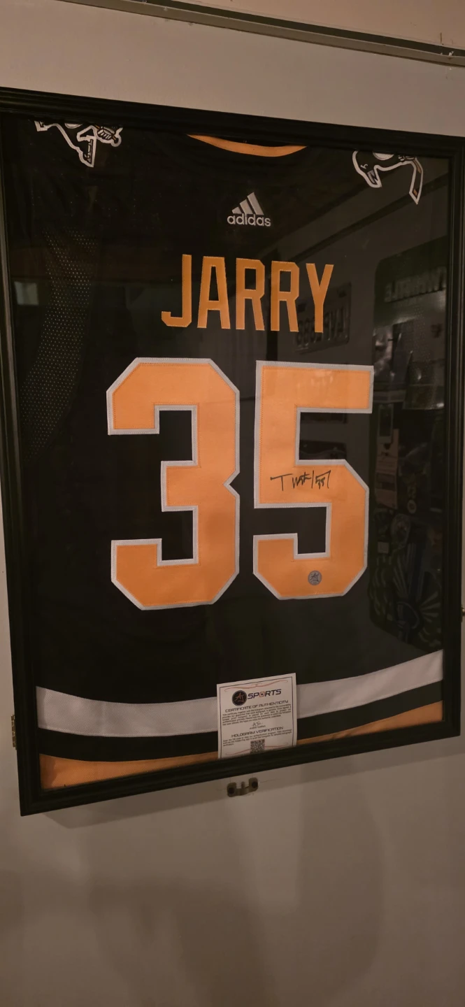Penguins Tristan Jarry 35 Framed Hockey Jersey